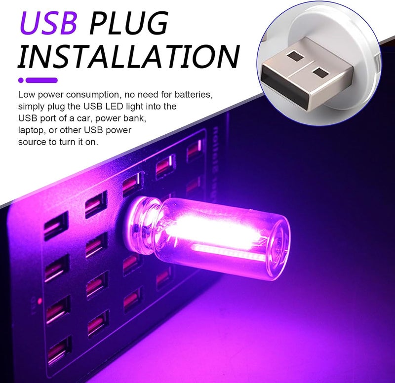 SLIMI 2 PCS Car UBS Light, Plug-in USB Night Light Bulb, Touch-sensitive Adjustable Light Car Atmosphere Lamps, Portable Mini Atmosphere Lamps, Universal Car Lights Interior, for Most Cars (Purple) - Image 5